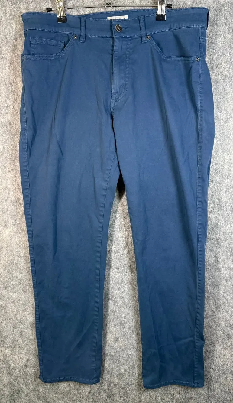 Peter Millar Mens Signature Sateen Classic Fit Blue 34x30 Chino Pants